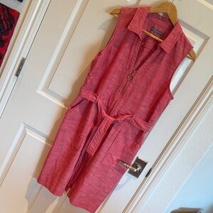 Sharagano Crimson Textured front zip dress.